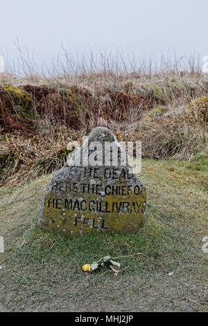 Drummossie Moor a Culloden scena nel 1746 di Gran Bretagna ultima guerra civile battaglia. Foto Stock