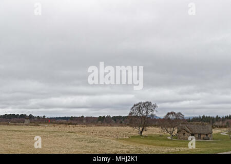 Drummossie Moor a Culloden scena nel 1746 di Gran Bretagna ultima guerra civile battaglia. Foto Stock