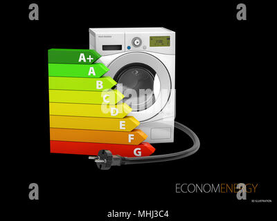 3d illustrazione della lavatrice, isolato su bianco bakcground Foto Stock