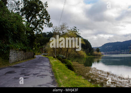 Furnas paesaggio lagunare, Azzorre Foto Stock