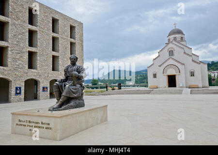 Petar II Petrović Njegoš-monumento in Andricgrad, Visegrad, Bosnia Erzegovina Foto Stock