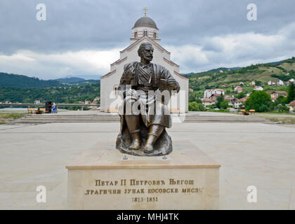 Petar II Petrović Njegoš-monumento in Andricgrad, Visegrad, Bosnia Erzegovina Foto Stock