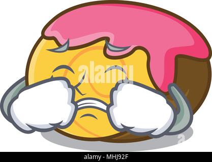 Il pianto swiss roll mascotte cartoon Illustrazione Vettoriale