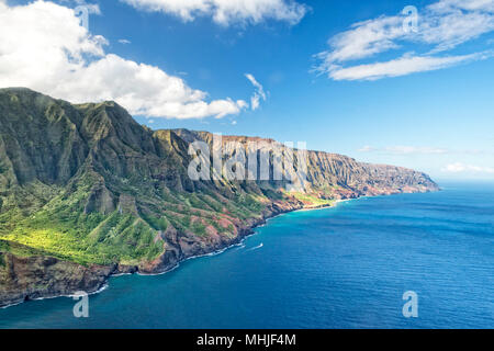 Kauai Costa Napali vista aerea da elicottero Foto Stock