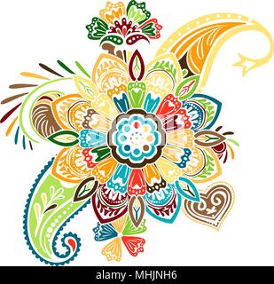 Disegno vettoriale basato su tradizionali elementi asiatici paisley e mandala Illustrazione Vettoriale