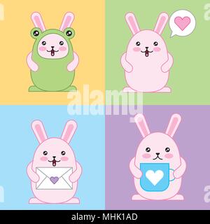 Il giorno di Pasqua kawaii Illustrazione Vettoriale