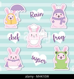 Il giorno di Pasqua kawaii Illustrazione Vettoriale