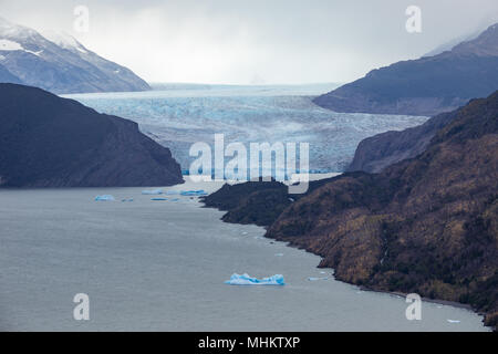 Glaciar grigio, Parco Nazionale Torres del Paine, Patagonia, Cile Foto Stock