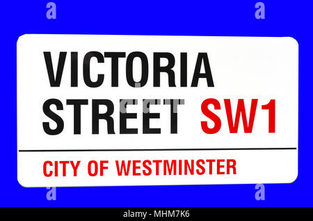 Strada segno, Victoria Street, Victoria, City of Westminster, Greater London, England, Regno Unito Foto Stock