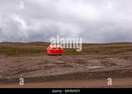 Ricovero di emergenza in Route 633, Westfjords Regione, Islanda Foto Stock