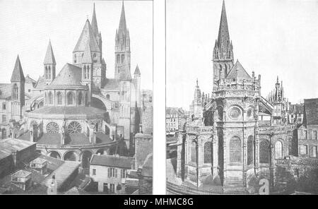 Il calvados. Caen. Abside de L'abbatiale St- Étienne; . L'église- pierre 1900 Foto Stock