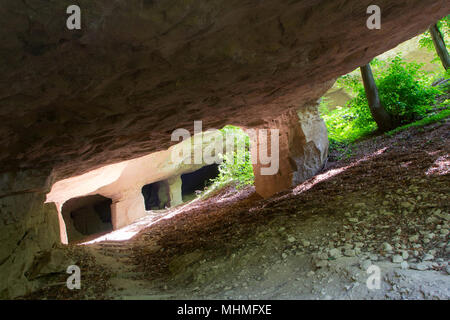 Il mio è stato attivo durante il XII secolo fino al 1751. Spiaggia sabbiosa di calcare, arenaria e caolino granito furono scavati in miniera. Foto Stock