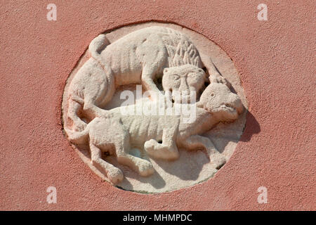 Medievealbas sollievo a Burano Venezia: Lion Foto Stock