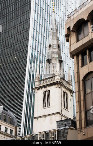 Santa Margherita Pattens chiesa, Eastcheap street. Londra, Inghilterra Foto Stock