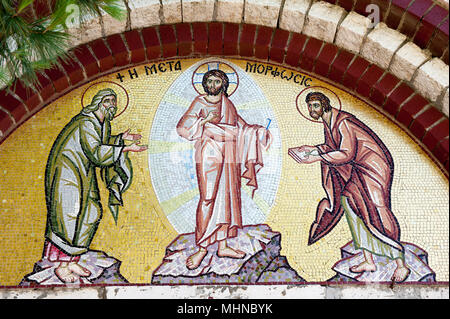 Monastero dedicato alla trasfigurazione di Cristo alla sommità del monte Pantokrator, Corfu, Isole Ionie, Grecia Foto Stock