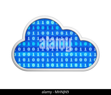 Il Cloud Computing simbolo con il codice binario isolato Foto Stock