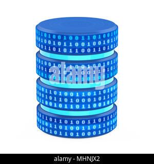 Icona di Database con codice binario isolato Foto Stock