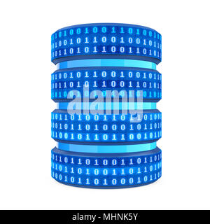 Icona di Database con codice binario isolato Foto Stock
