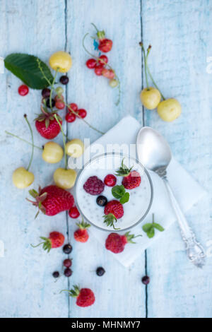 Yogurt con frutti di bosco Foto Stock