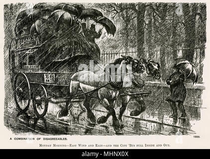 Autobus a cavallo di Londra 1888 Foto Stock