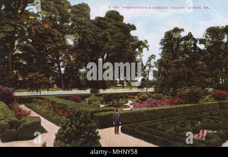 Giardino presso Washington's Mansion, Mount Vernon, Virginia, Stati Uniti Foto Stock