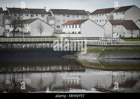 Glasgow in Scozia, Govan casa sulle rive del fiume Clyde Foto Stock