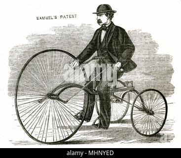 Velocipede, prima forma di bicicletta 1869 Foto Stock