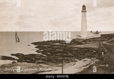 Faro di Scurdyness, Montrose, Scozia Foto Stock