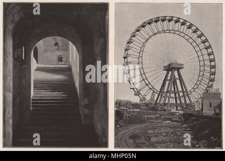 Il Castello di Windsor. Round Tower scale; la grande ruota a Earl's Court 1896 stampare Foto Stock