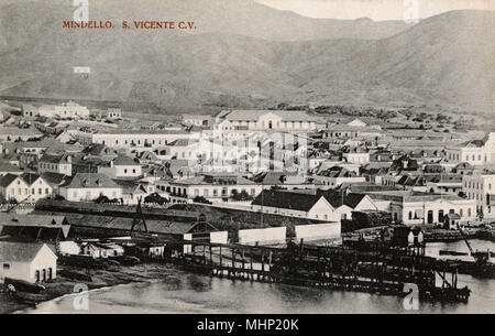 Vista di Mindello, dell'isola di St Vincent e delle isole di Capo Verde Foto Stock