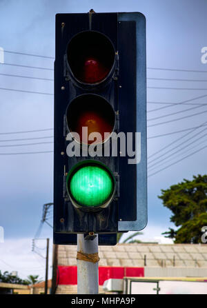 Il semaforo verde. Close up. Foto Stock
