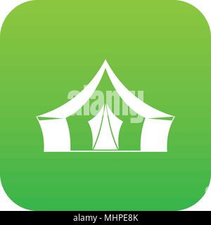 Tenda da campeggio icona simbolo verde digitale Illustrazione Vettoriale