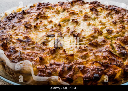 Torta di verdure con porri e formaggio / Pirasali Borek. cibo organico Foto Stock