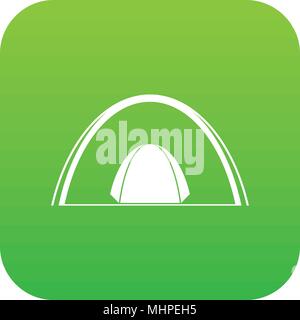 Campeggio tenda a cupola icona verde digitale Illustrazione Vettoriale