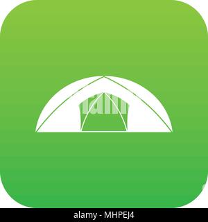 Tenda a cupola per campeggio icona verde digitale Illustrazione Vettoriale