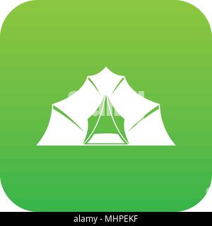 Escursionismo e campeggio tenda icona verde digitale Illustrazione Vettoriale