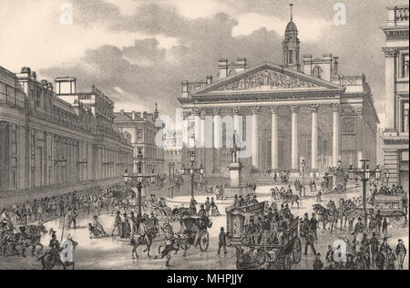 Il Royal Exchange & Bank of England, dal Mansion House Londra c1880 Foto Stock