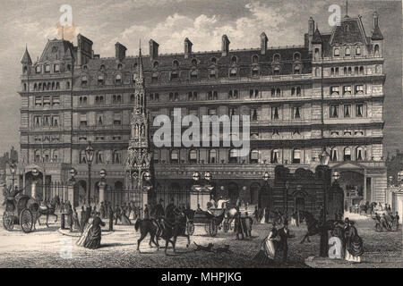 Charing Cross stazione ferroviaria, Londra c1880 antica vintage delle immagini di stampa Foto Stock