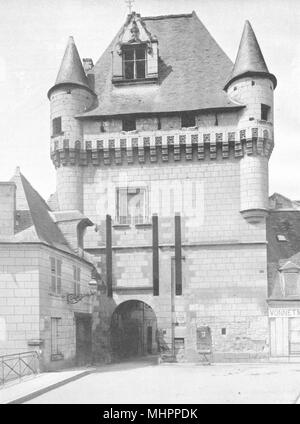 INDRE-et-Loire. La Porte des Cordeliers à Loches 1903 antica stampa Foto Stock