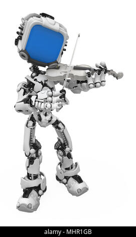 Piccolo 3d figura robotica, su bianco, isolato Foto Stock