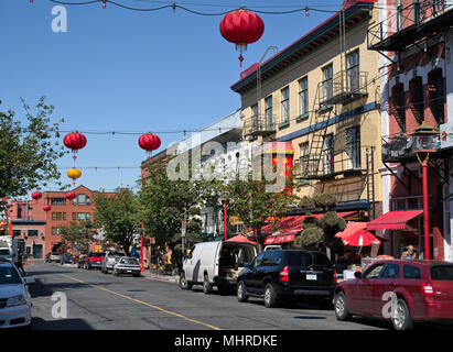 Chinatown, Fisgard Street, Victoria, Isola di Vancouver, British Columbia, Canada Foto Stock