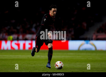 Madrid, Spagna. Il 3 maggio, 2018. Mesut Ozil di Arsenal durante UEFA Europa League 2017/18 Semi finale seconda gamba match tra Atletico de Madrid e Arsenal a Wanda Metropolitano Stadium a Madrid il 3 maggio 2018. (Foto di Guille Martinez/Cordon Premere) Credito: CORDON PREMERE/Alamy Live News Foto Stock