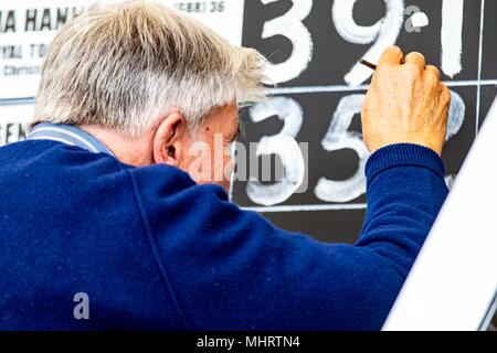 Badminton, UK. Il 3 maggio 2018. Pomeriggio Dressage. scoreboard.GBR.Mitsubishi Badminton Horse Trials. Badminton. Regno Unito. {03}/{05}/{2018}. Credito: Sport In immagini/Alamy Live News Foto Stock