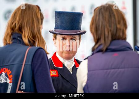 Badminton, UK. Il 3 maggio 2018. Pomeriggio Dressage.Pippa Funnell. GBR. intervista. Mitsubishi Badminton Horse Trials. Badminton. Regno Unito. {03}/{05}/{2018}. Credito: Sport In immagini/Alamy Live News Foto Stock