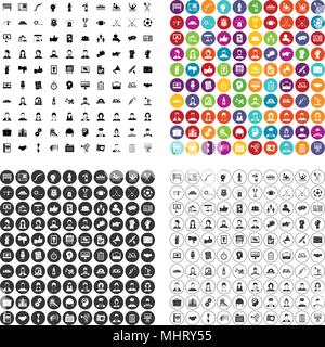 100 team di lavoro icone set variante del vettore Illustrazione Vettoriale