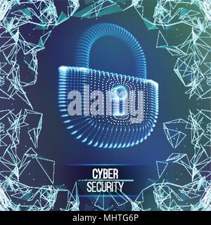 Internet Coputer cyber security background. Cyber Crime illustrazione vettoriale. serratura digitale Illustrazione Vettoriale