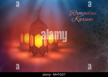 Il Ramadan kareem vector . Eid mubarak ramadan sfondo. Progettazione di Ramadan lanterna . Modello islamico EPS vettoriali 10. Illustrazione Vettoriale