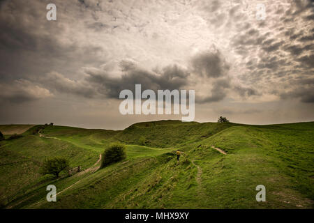 Hambledon Hill Iron Age Fort collina vicino Blandford Forum in Dorset, Regno Unito Foto Stock