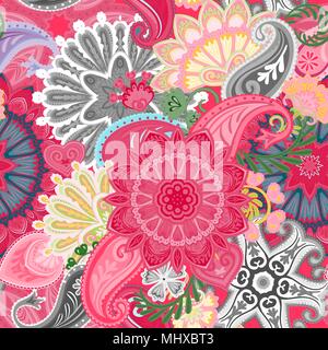 Asian seamless pattern. Vintage pattern in indiano stile batik. Floral background del vettore Illustrazione Vettoriale