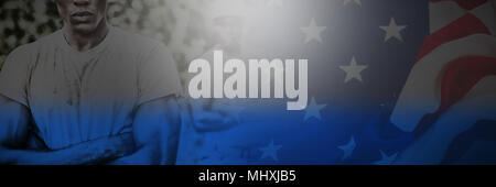 Immagine composita della bandiera americana su una tavola di legno Foto Stock